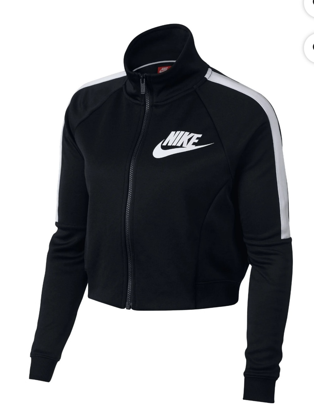Nike Black N98 Cropped Track Jacket with White Logo